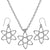 Science Atom Big Charms Steel Chain Necklace and Hypoallergenic Titanium Earrings Set