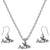 Aloha Charm Steel Chain Necklace and Hypoallergenic Titanium Earrings Set