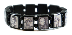 Native American Indian Black Bohemian Wood Stretch Bracelet