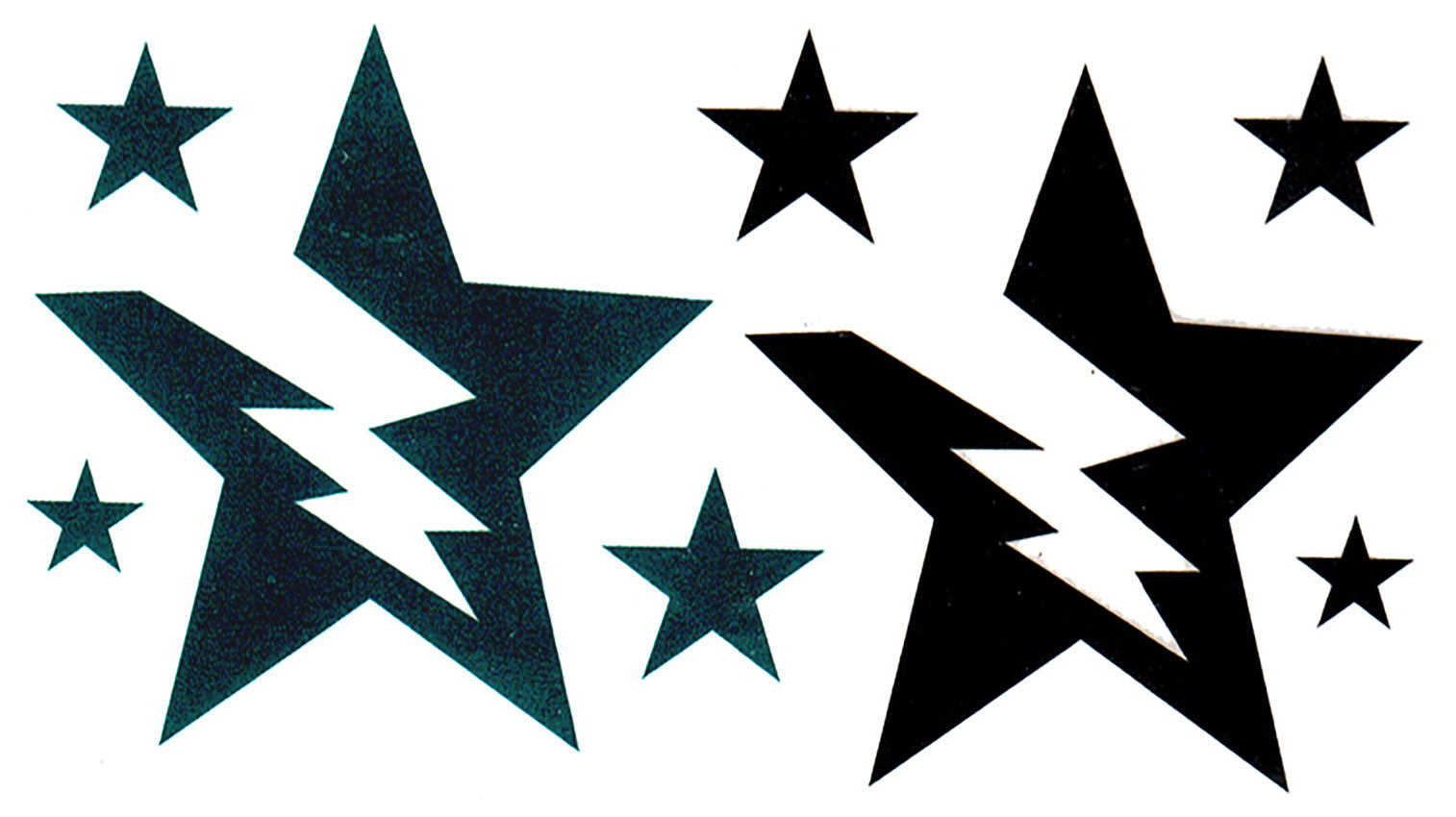 Stars Lightning Flash Waterproof Temporary Tattoos 2 Sheets
