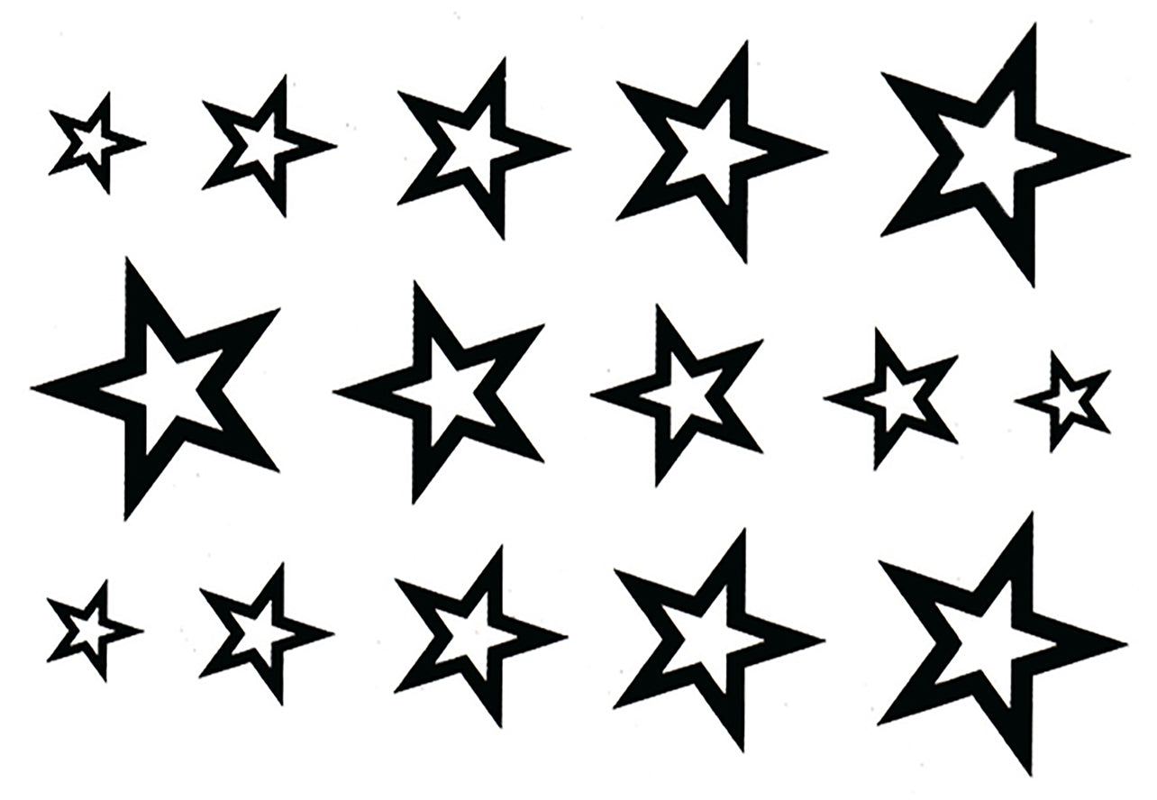 Hollow Stars Waterproof Temporary Tattoos 2 Sheets