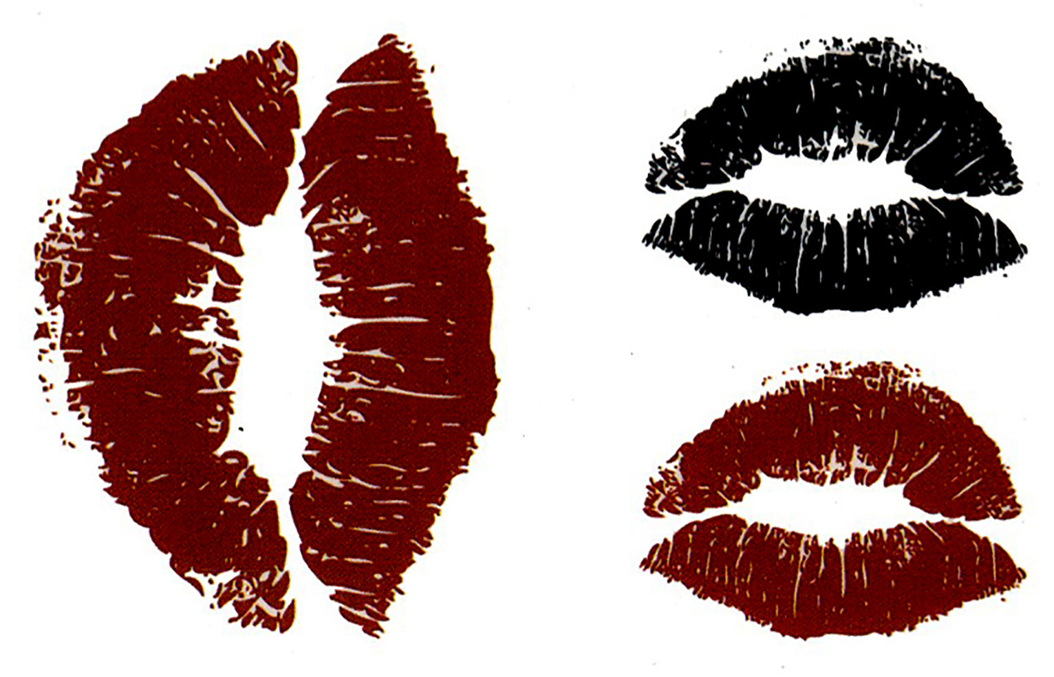 Kiss Marks in Dark Red and Black Waterproof Temporary Tattoos 2 Sheets