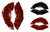 Kiss Marks in Dark Red and Black Waterproof Temporary Tattoos 2 Sheets
