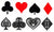 Suits Playing Card Symbols Waterproof Temporary Tattoos 2 Sheets
