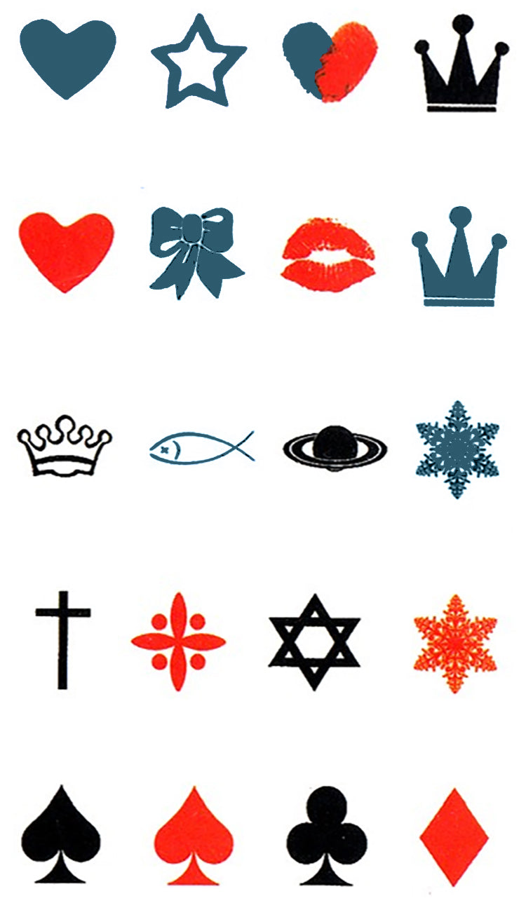Mini Symbols Waterproof Temporary Tattoos 2 Sheets