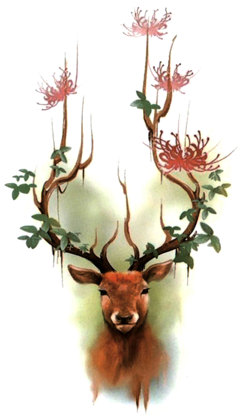 Deer Floral Antlers Waterproof Temporary Tattoos 2 Sheets