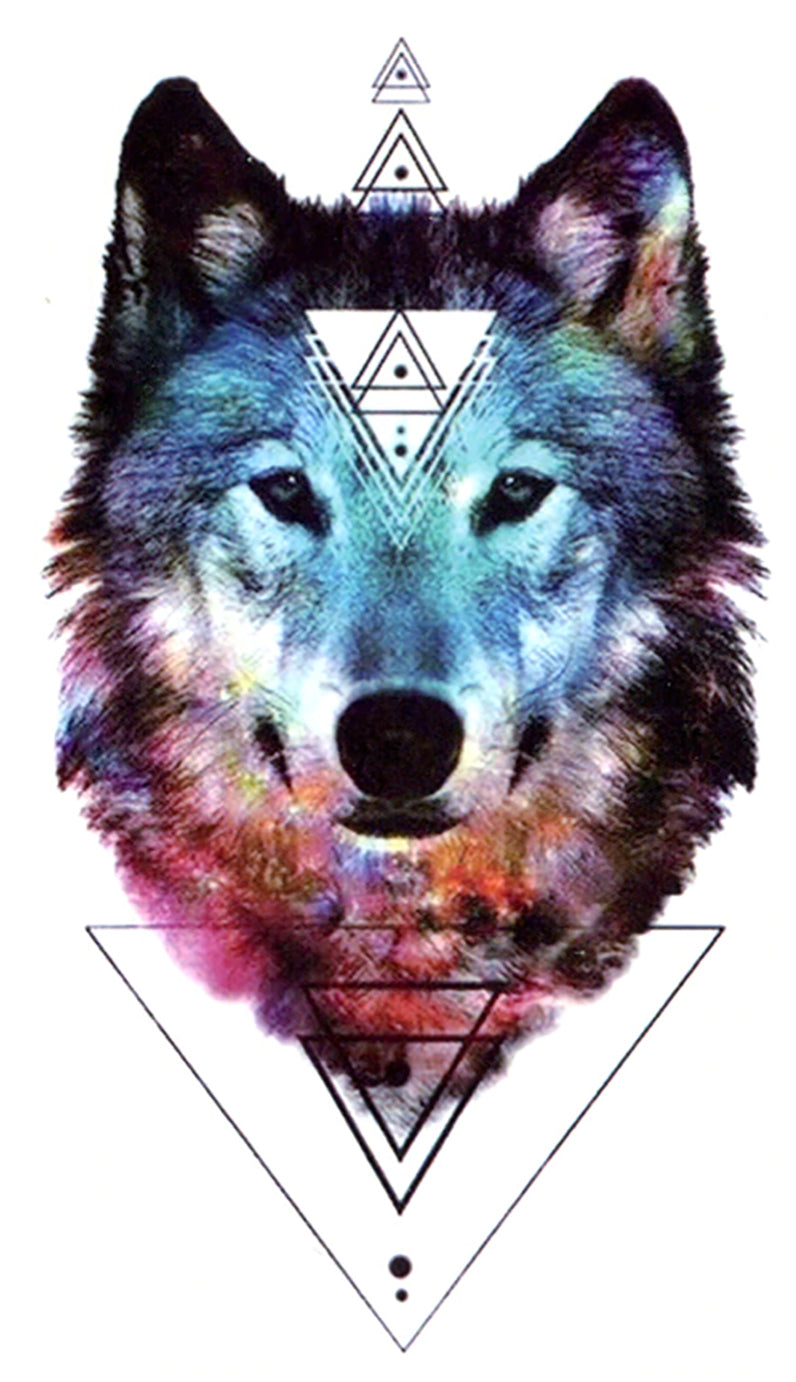 Wolf Sacred Geometry Waterproof Temporary Tattoos 2 Sheets