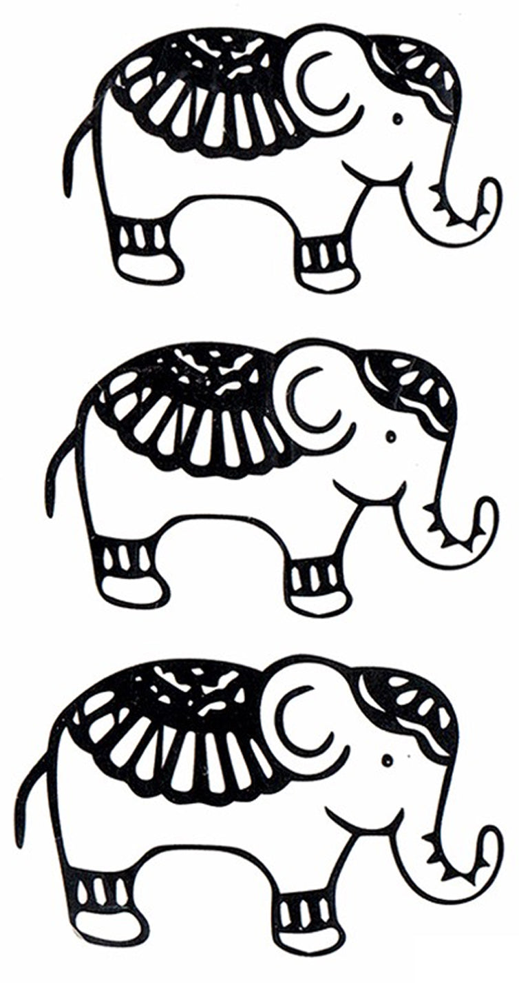 Elephants Waterproof Temporary Tattoos 2 Sheets