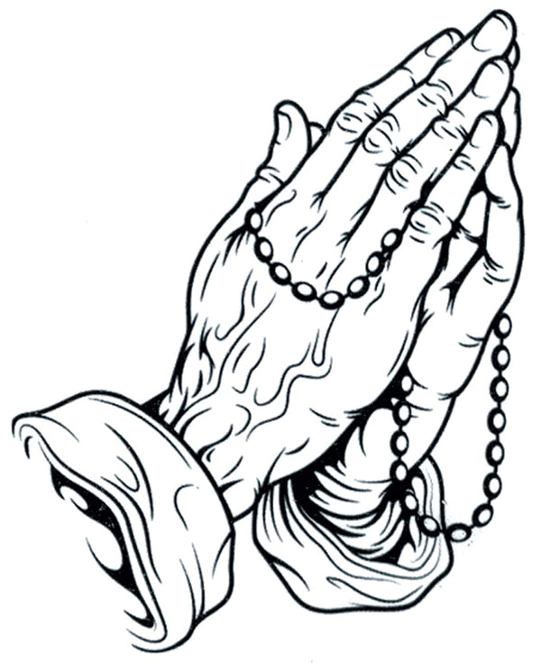 Praying Hands Catholic Christian Rosary Beads Waterproof Temporary Tat ...