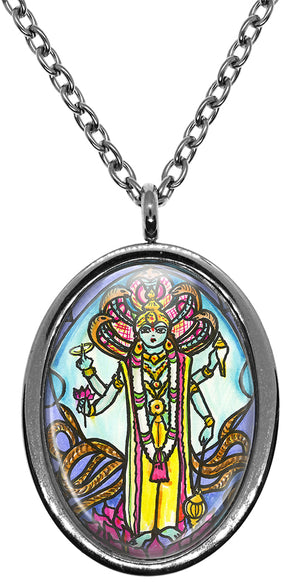 My Altar Lord Vishnu of Strength, Grace & Protection Stainless Steel Pendant Necklace