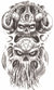 Cthulhu Octopus Skull Inverted Pentacle Large 4" x 7 1/2" Waterproof Temporary Tattoos