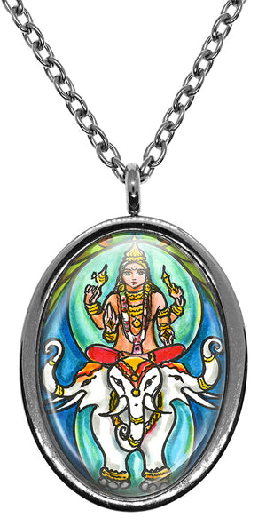 My Altar Lord Indra Ruler of The Heavens Stainless Steel Pendant Necklace