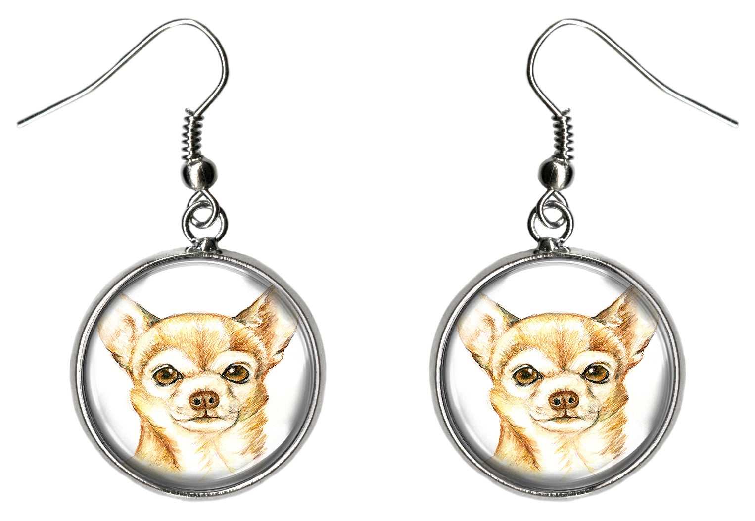 Chihuahua Dog Silver Hypoallergenic Stainless Steel Earrings