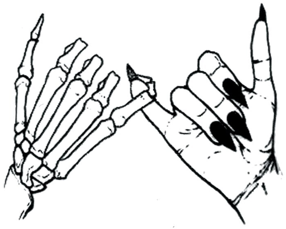 Pinky Swear Til Death Do us Part Skull Hand Punk Gothic Waterproof Temporary Tattoos 2 Sheets