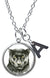 Black Panther Pendant & Initial Charm Steel 24" Necklace