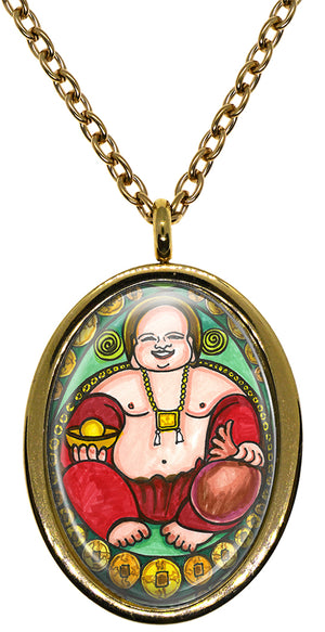 My Altar Good Luck Buddha for Wealth & Fortune Stainless Steel Pendant Necklace