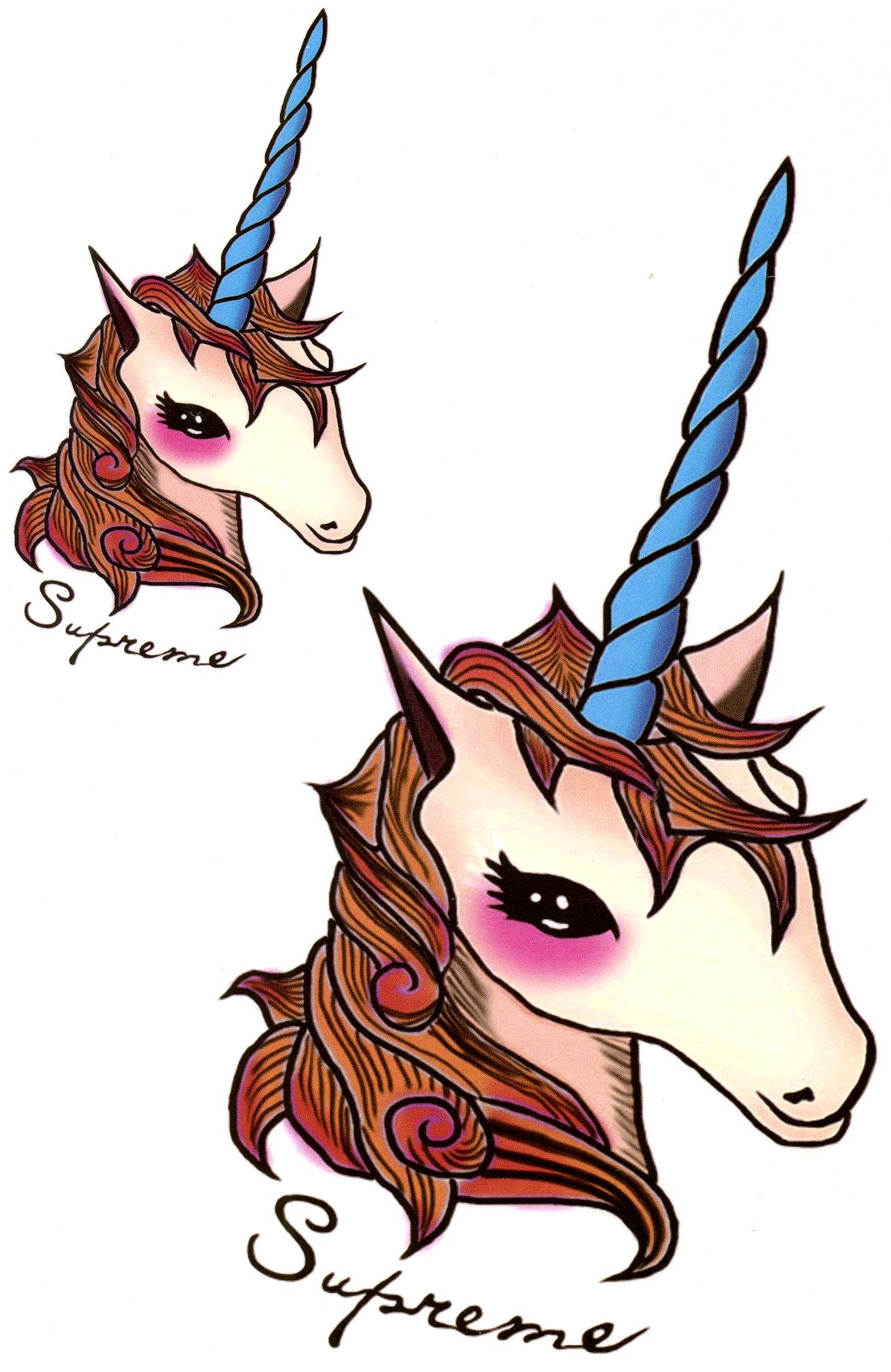 Supreme Unicorn 6" x 8 1/4" Waterproof Temporary Tattoos