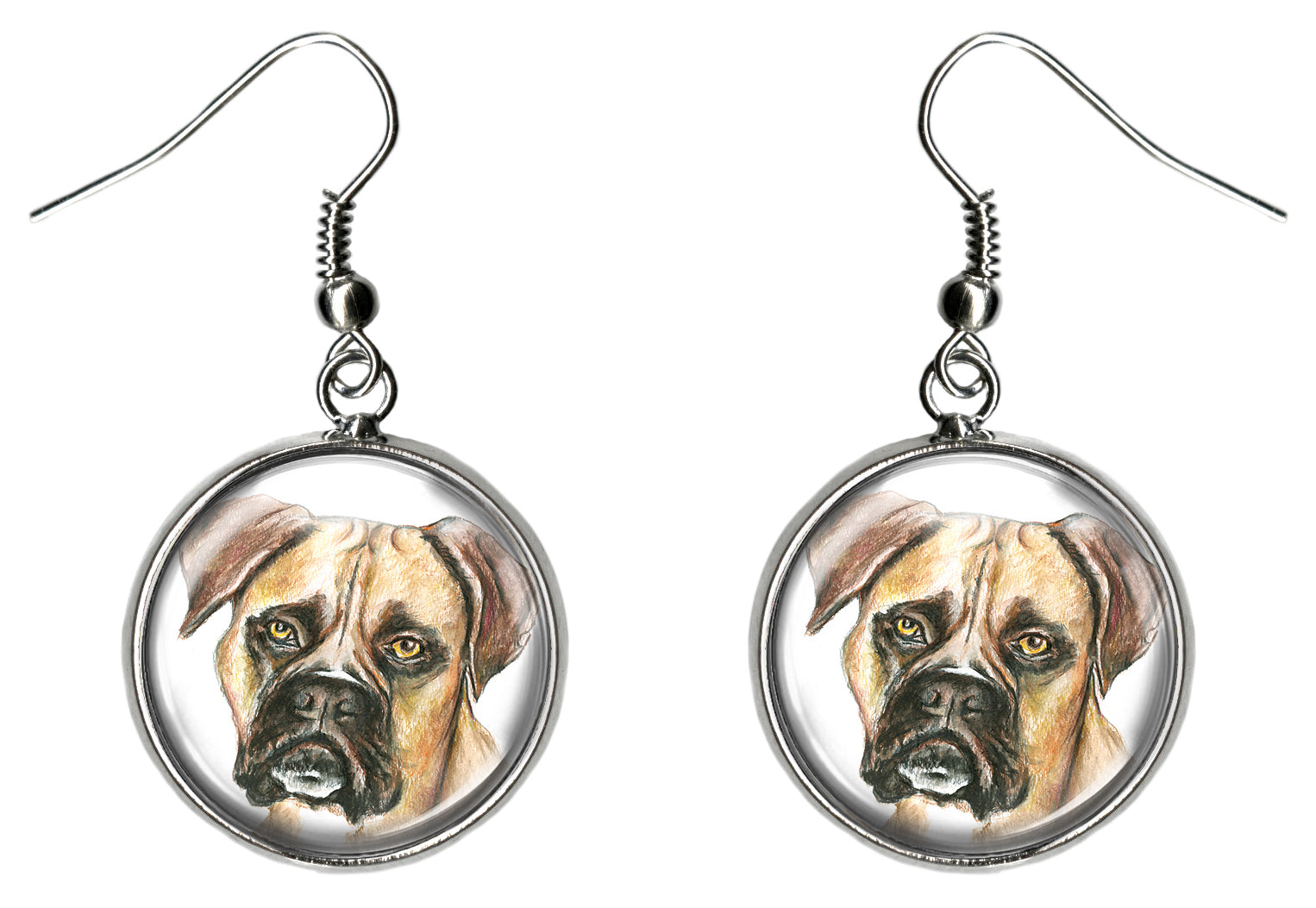 Boxer Dog Silver Hypoallergenic Stainless Steel Earrings