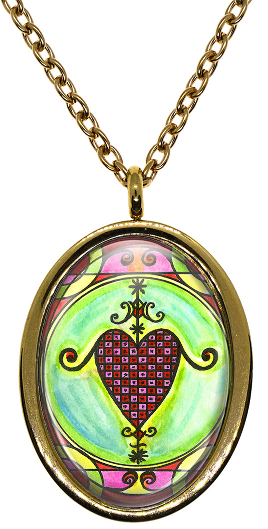 My Altar Erzulie Dantor Veve for Voodoo Magick Protection & Vindication Stainless Steel Pendant Necklace