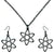 Science Atom Big Charms Chain Necklace and Earrings Set in Black