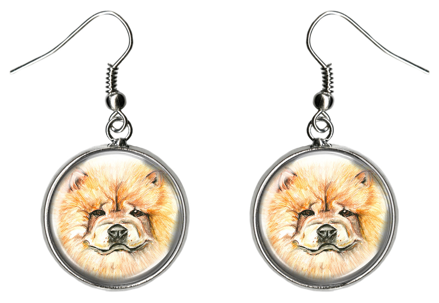 Chow Chow Dog Silver Hypoallergenic Stainless Steel Earrings