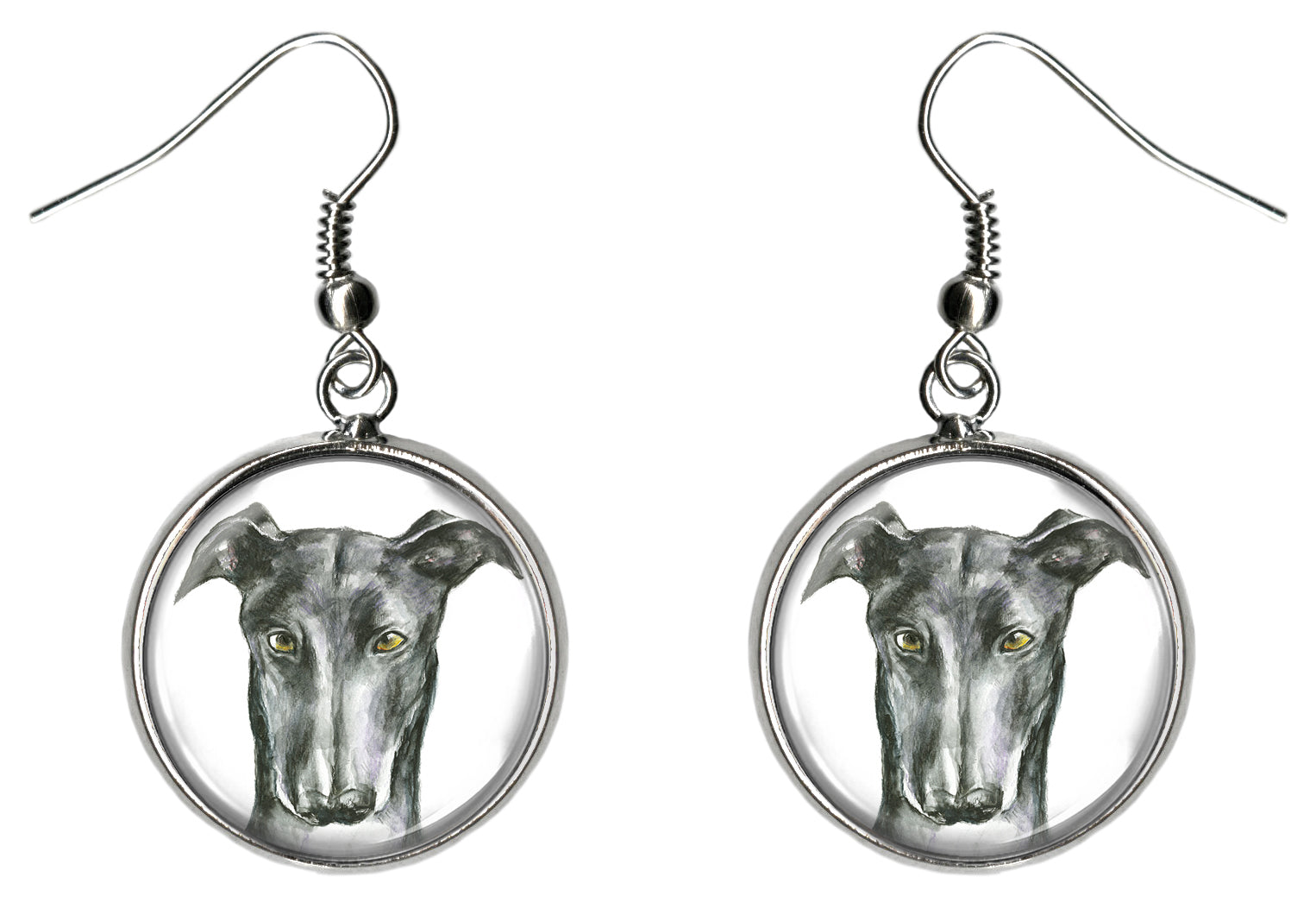 Greyhound Dog Silver Hypoallergenic Stainless Steel Earrings
