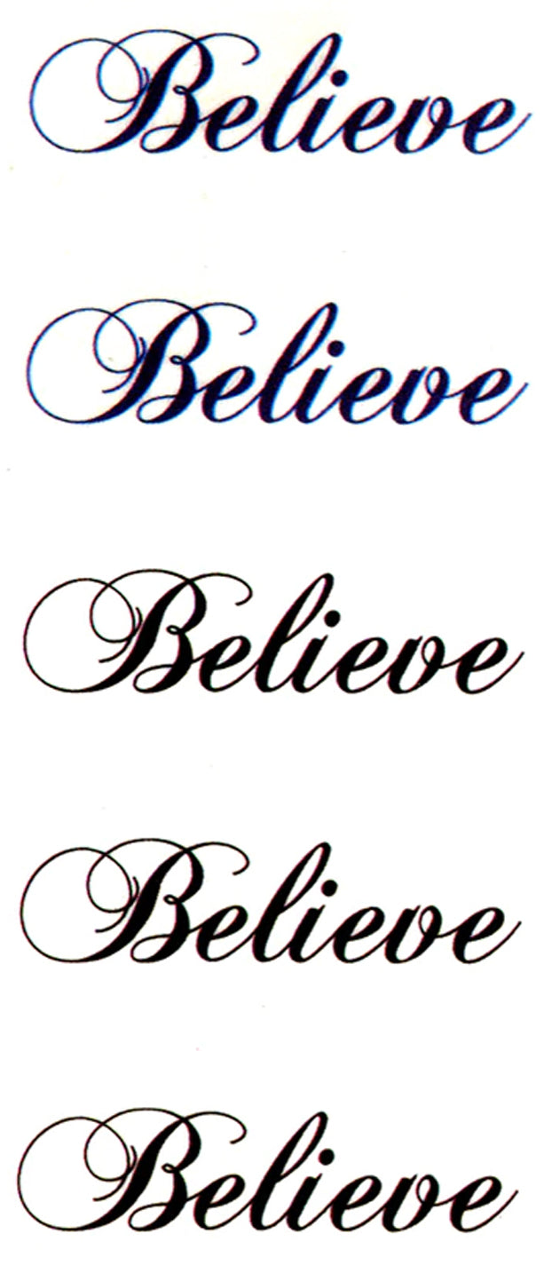Believe Waterproof Temporary Tattoos 2 Sheets