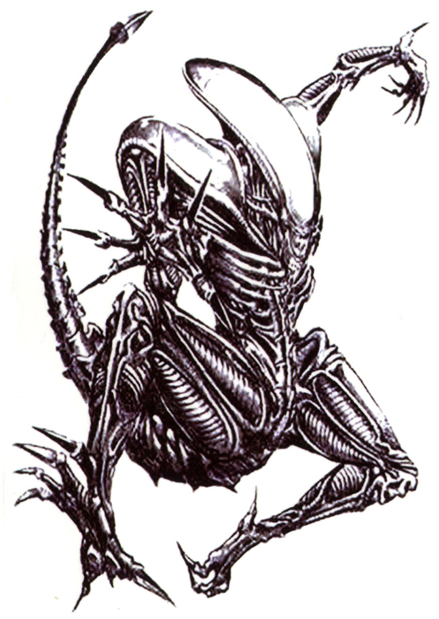 Alien Sci Fi Skeleton Waterproof Temporary Tattoos 2 Sheets