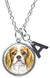Cavalier King Charles Spaniel Dog Pendant & Initial Charm Steel 24" Necklace
