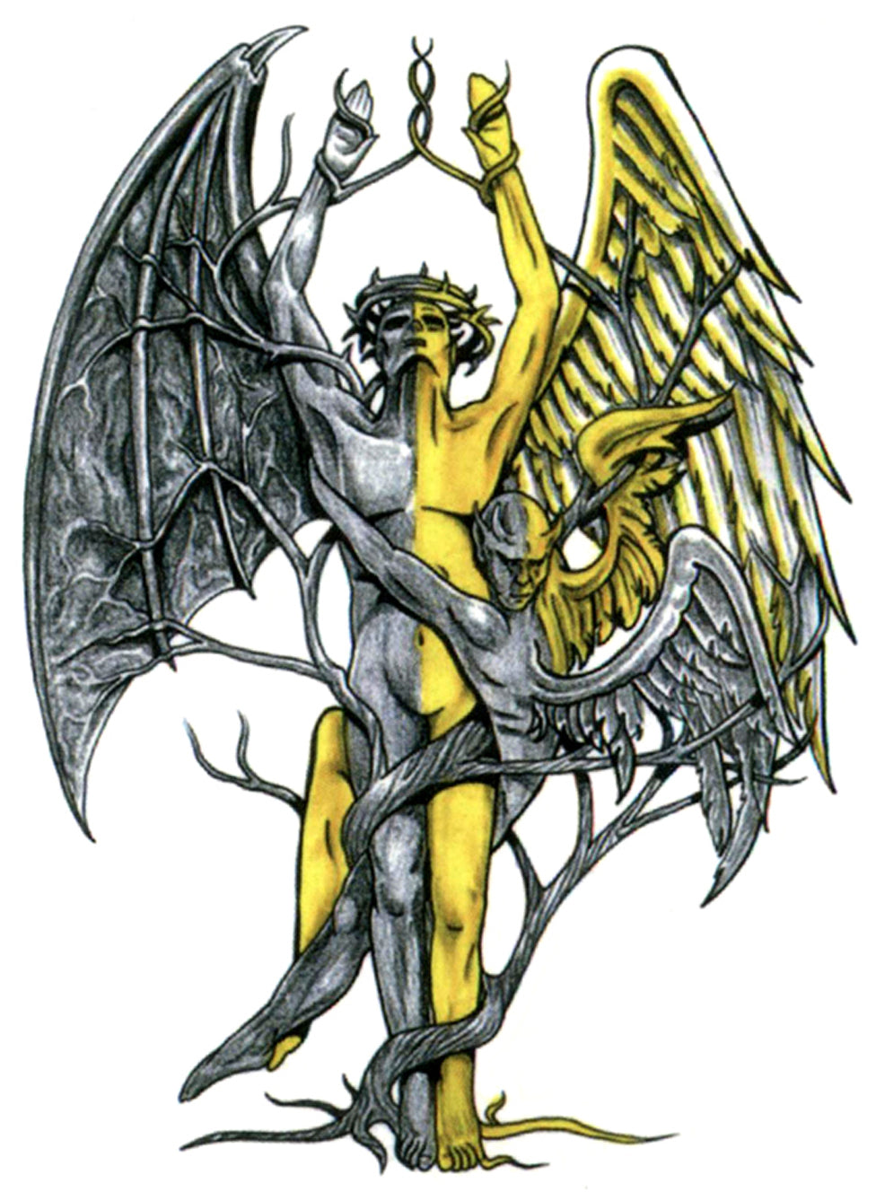 Winged Angel Conceptual Art Life Death Waterproof Temporary Tattoos 2 Sheets