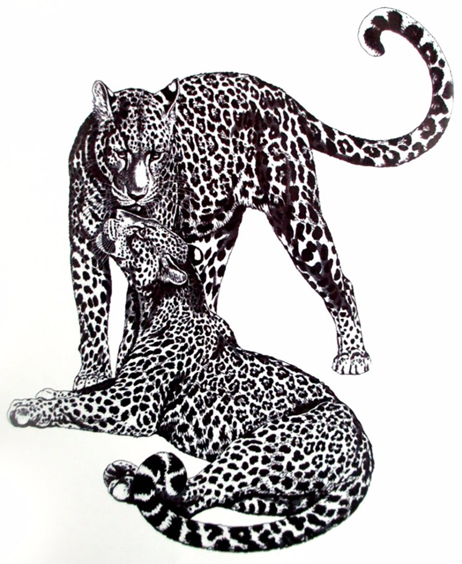Leopard Soul Mates Big Cats 5 1/2" x 6" Waterproof Temporary Tattoos
