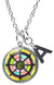 My Altar Karma Dharma Wheel Pendant & Initial Charm Steel 24" Necklace
