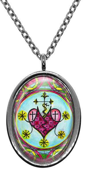 My Altar Marie Laveau Veve Voodoo Queen for Psychic Healing & Love Magick Stainless Steel Pendant Necklace