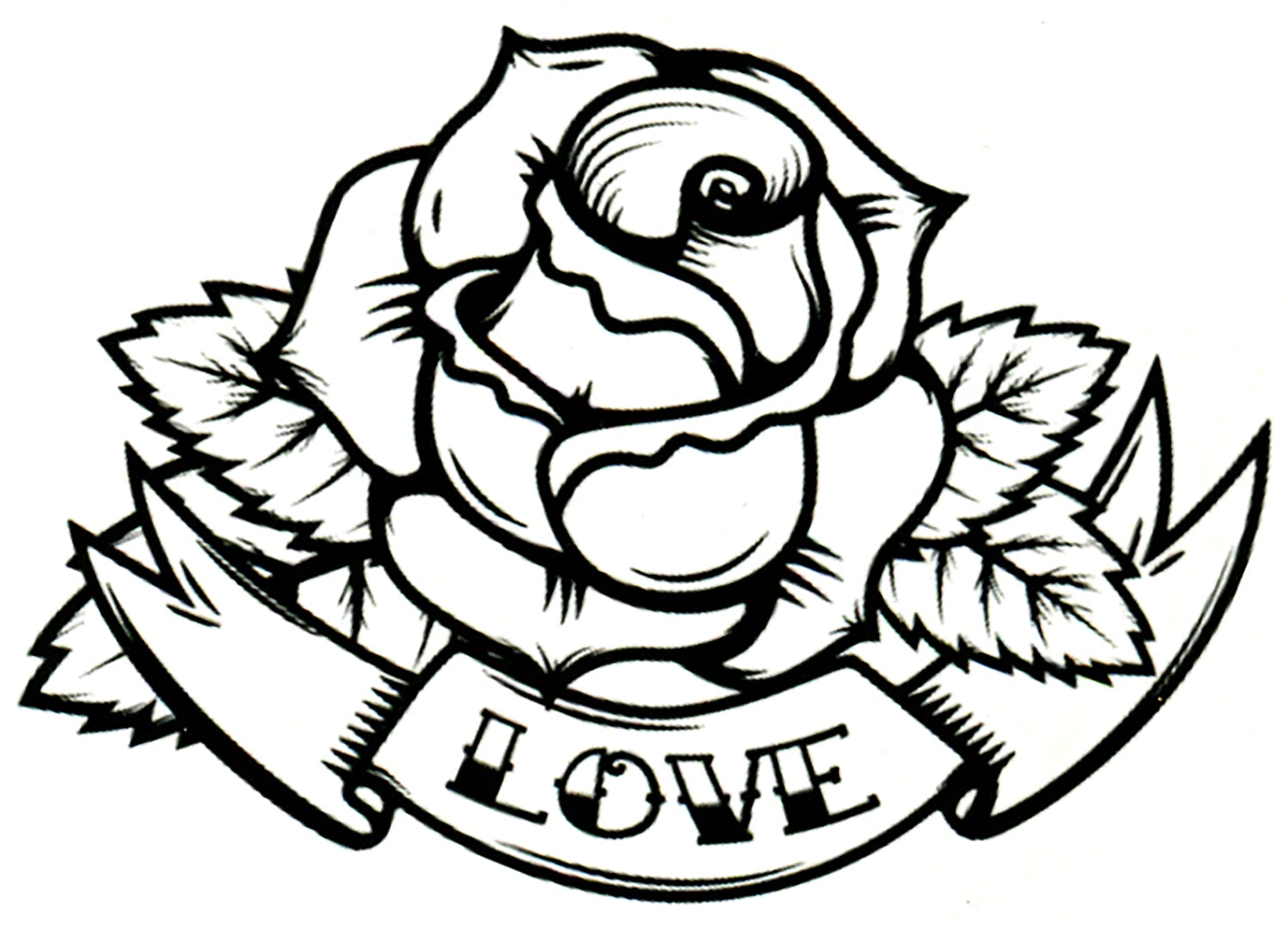 Love Rose Banner Classic Black Waterproof Temporary Tattoos 2 Sheets
