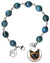 Siamese Cat Charm Silver Steel Gemstone Bracelet in Your Choice of Length and Gem