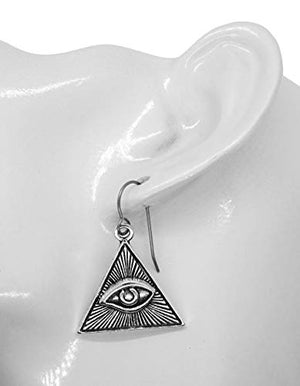 Illuminati All Seeing Hypnotic Eye of God Mesmerizing Charms Long 1 3/8" Titanium Earrings Hypoallergenic for Sensitive Ears