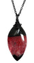 My Altar Wire Wrapped 3" Huge Cardinal Red Crystal Stone Pendant & Black Steel 24" Chain