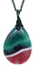 My Altar Wire Wrapped 3" Huge Green & Red Crystal Gem Pendant & Black Steel 24" Chain