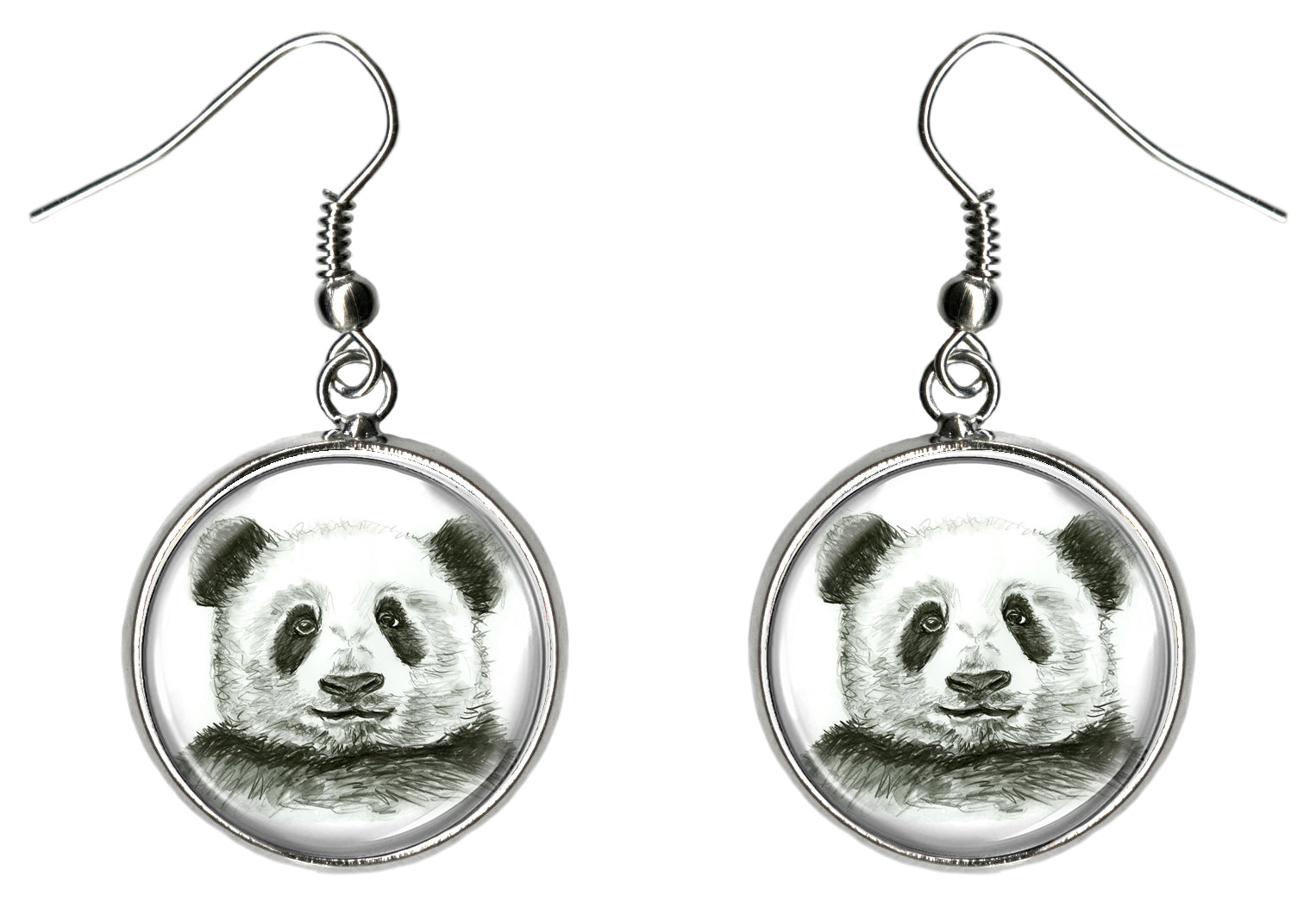 Panda Bear Silver Hypoallergenic Stainless Steel Earrings