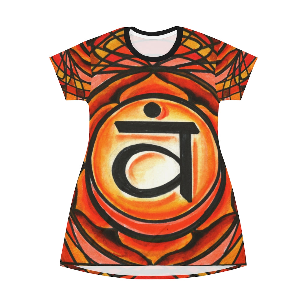 2nd Chakra Svadisthana for Vitality Women's All Over Print T-Shirt Dress