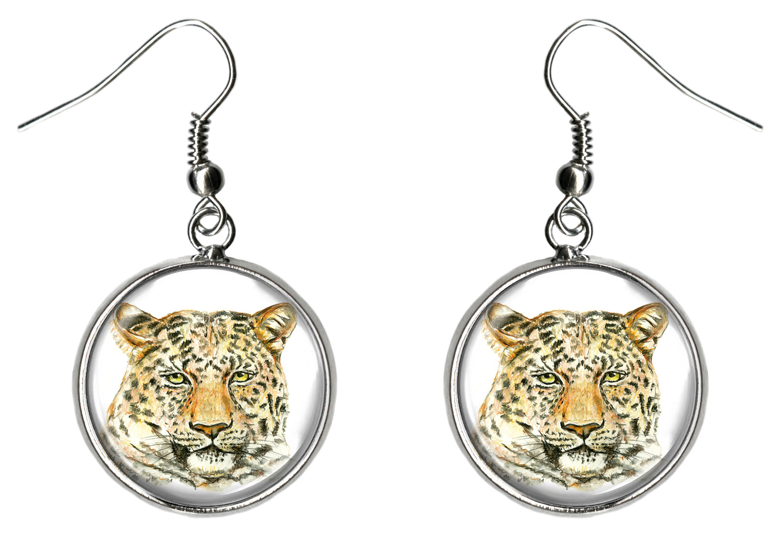 Leopard Silver Hypoallergenic Stainless Steel Earrings