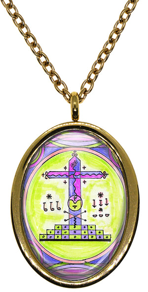 My Altar Papa Ghede for Crossing Over, Death, Fertility Voodoo Veve Magick Stainless Steel Pendant Necklace