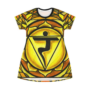 3rd Chakra Manipura for Intuition Women's All Over Print T-Shirt Dress