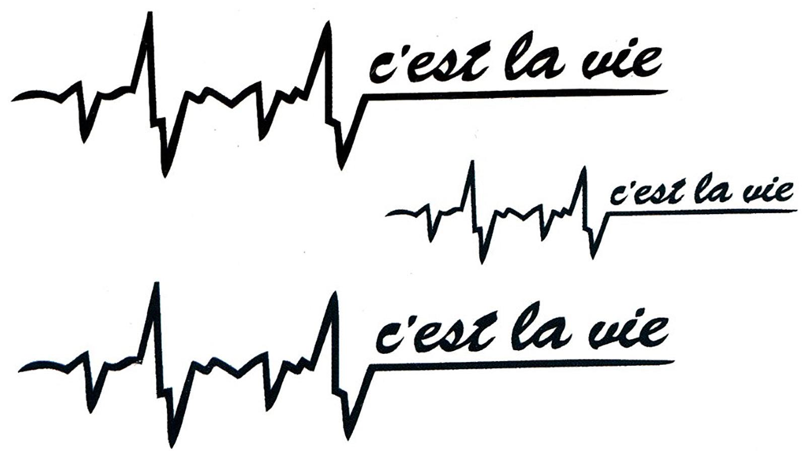 C'est la Vie EKG Dark Teal and Black Waterproof Temporary Tattoos 2 Sheets