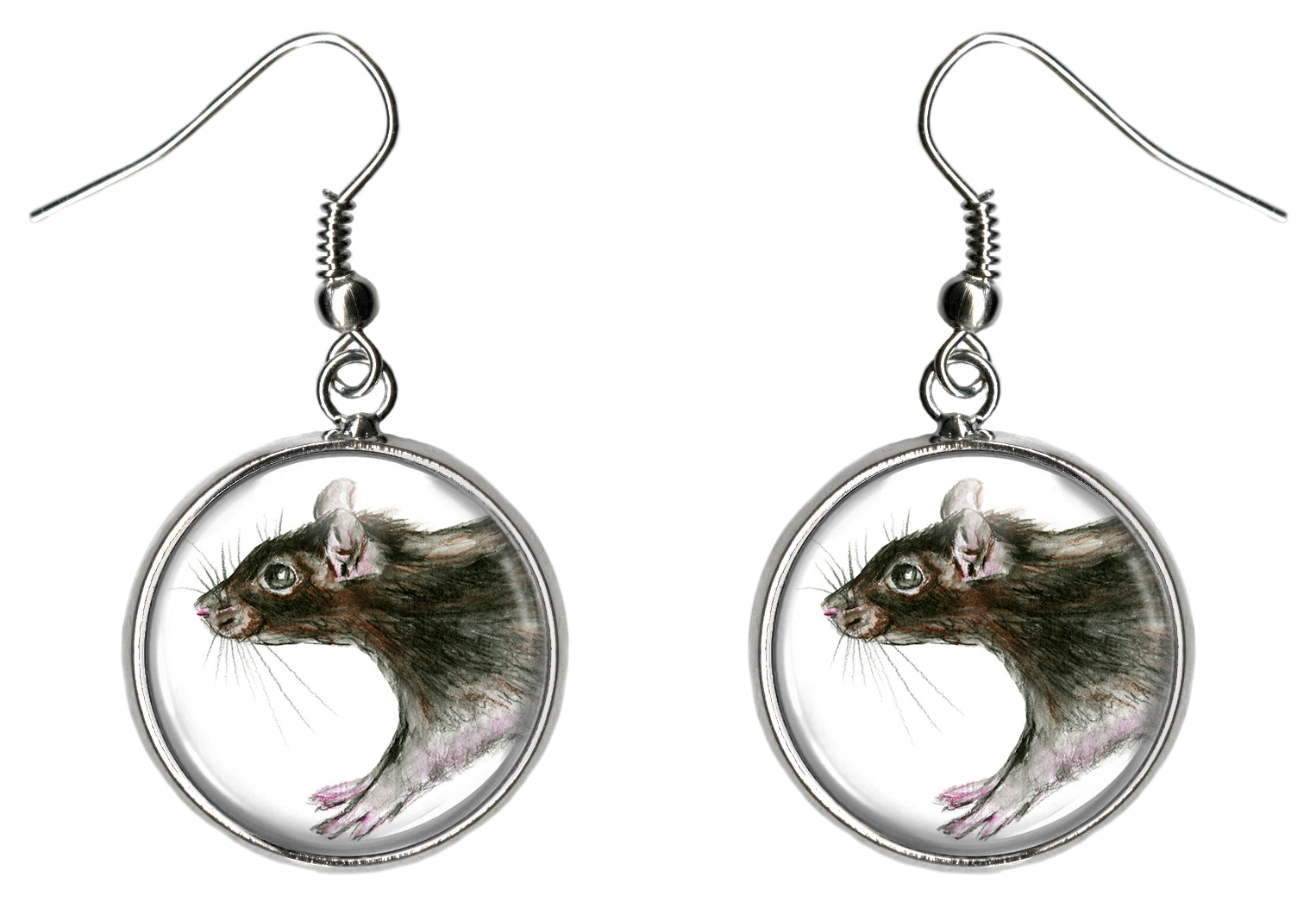 Rat Silver Hypoallergenic Stainless Steel Earrings