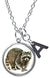 Raccoon Pendant & Initial Charm Steel 24" Necklace