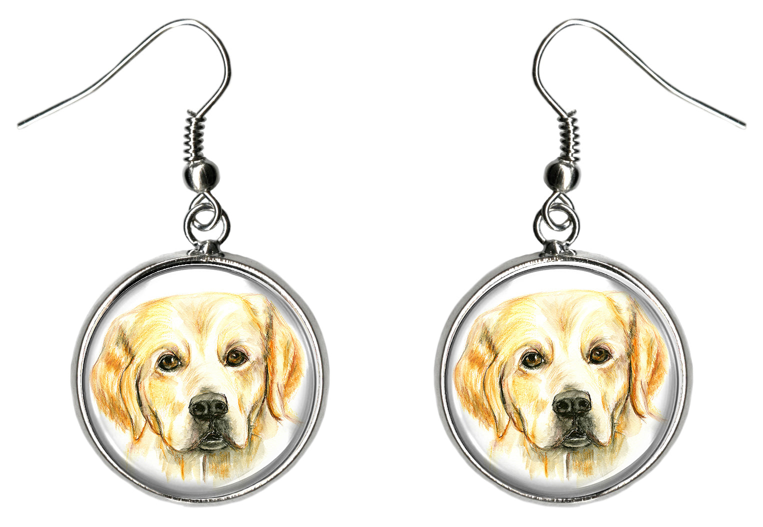 Golden Retriever Dog Silver Hypoallergenic Stainless Steel Earrings