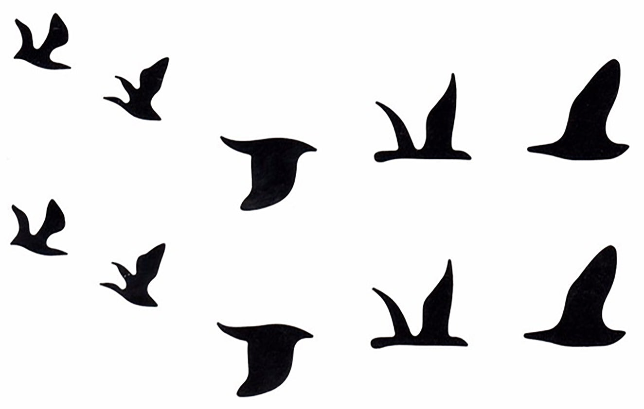 Flying Birds Black Waterproof Temporary Tattoos 2 Sheets