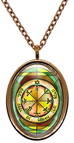 My Altar Solomons 7th Jupiter Seal for Power Against Poverty Rose Gold Stainless Steel Pendant Necklace