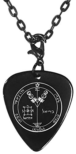 Solomon's 4th Seal of Jupiter for Honor & Wealth Black Guitar Pick Clip Charm on 24" Chain Necklace